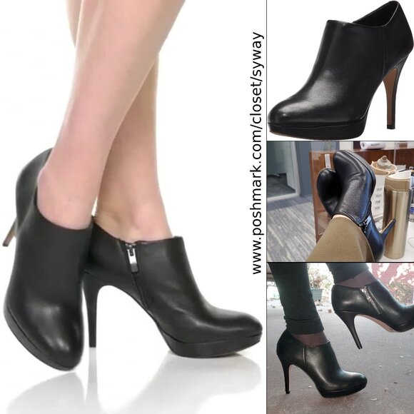Vince Camuto "Elvin" Pebbled Nappa Leather Ankle Booties - Picture 1 of 10